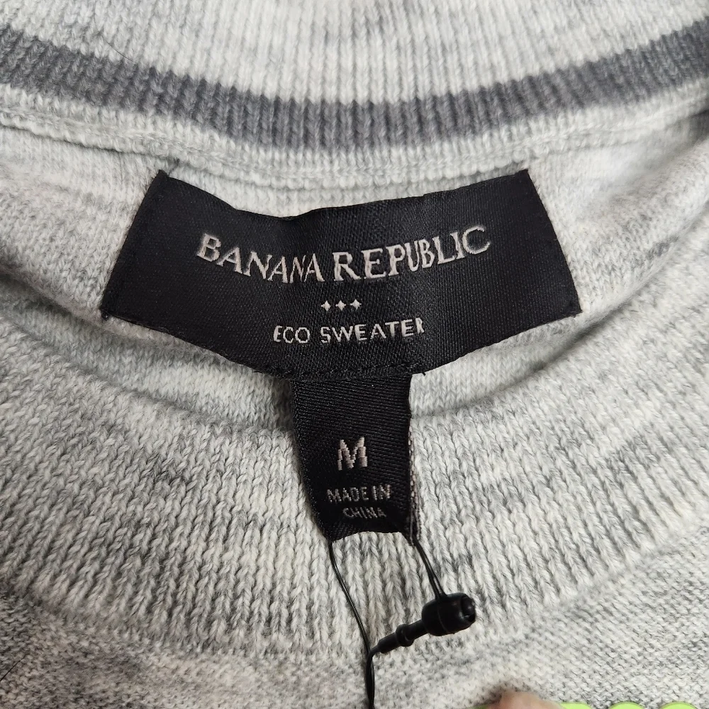 Banana Republic men's Eco sweater NWT gray striped lightweight size Medium